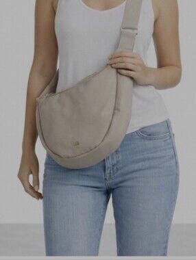 July Beige Canvas Crescent Everyday Crossbody Bag